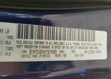 2017 Dodge Journey Sxt Awd из США, поврежденный, VIN 3C4PDDBG4HT574281